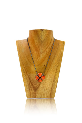 Clover Necklace - Orange Spiny