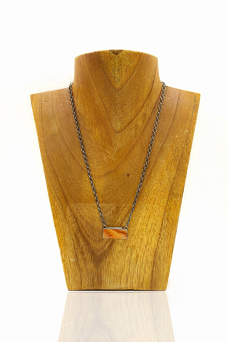 Small Bar Necklace - Orange Spiny Oyster