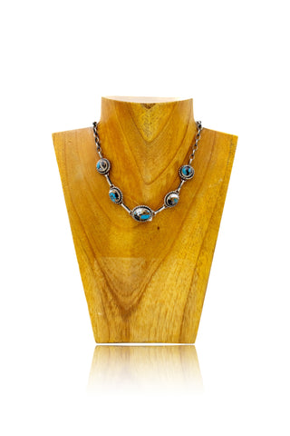 Choker Necklace - Kingman Turquoise & White Buffalo